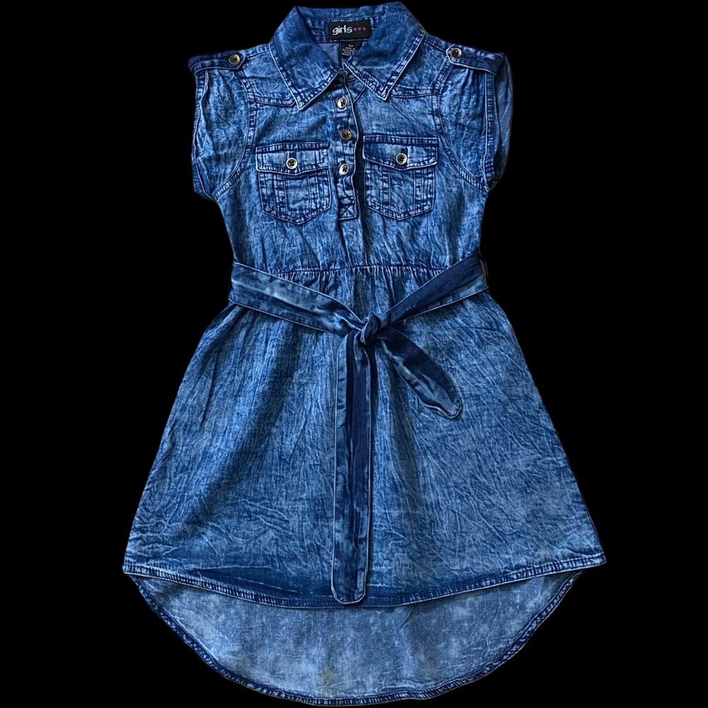 6x Girls faux denim belt dress